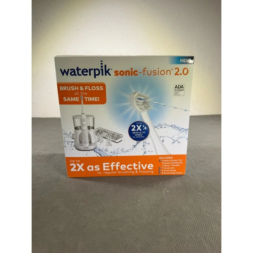 Waterpik Sonic-Fusion 2.0 Flossing Toothbrush White SF-03 SF-04 8 Brush Heads